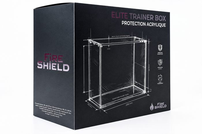 Protection acrylique ETB premium Fire Shield pour Elite Trainer Box